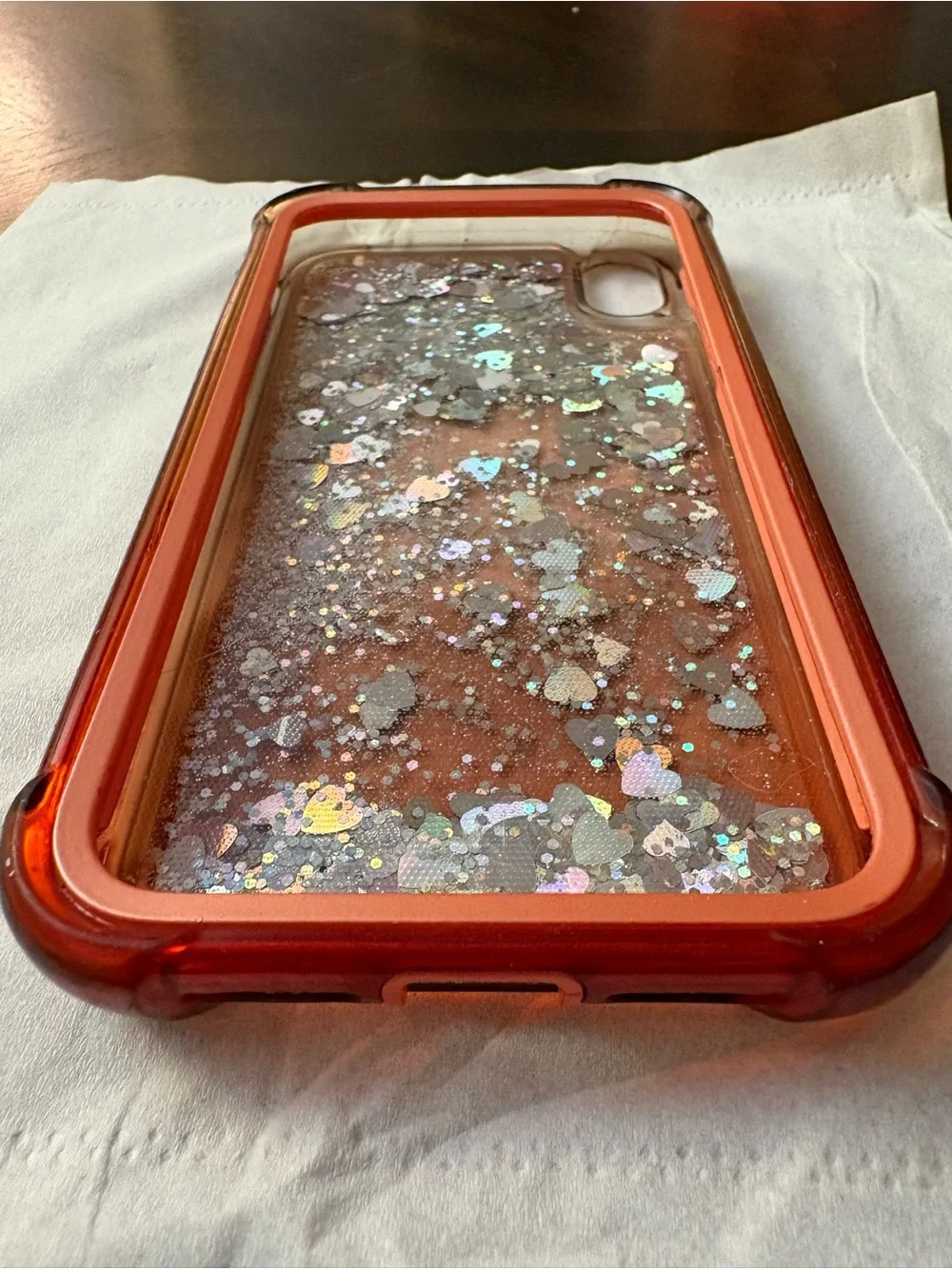 Glitter Heart Liquid Phone Case - Rose Gold